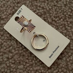 NWT Influence Women's Semi Precious Rings Set of Two Gold‎ Tone Size 7
